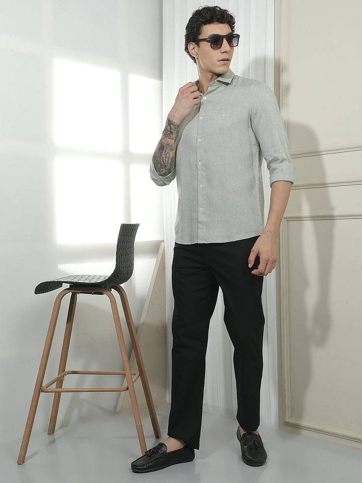 Green Casual Linen Shirt
