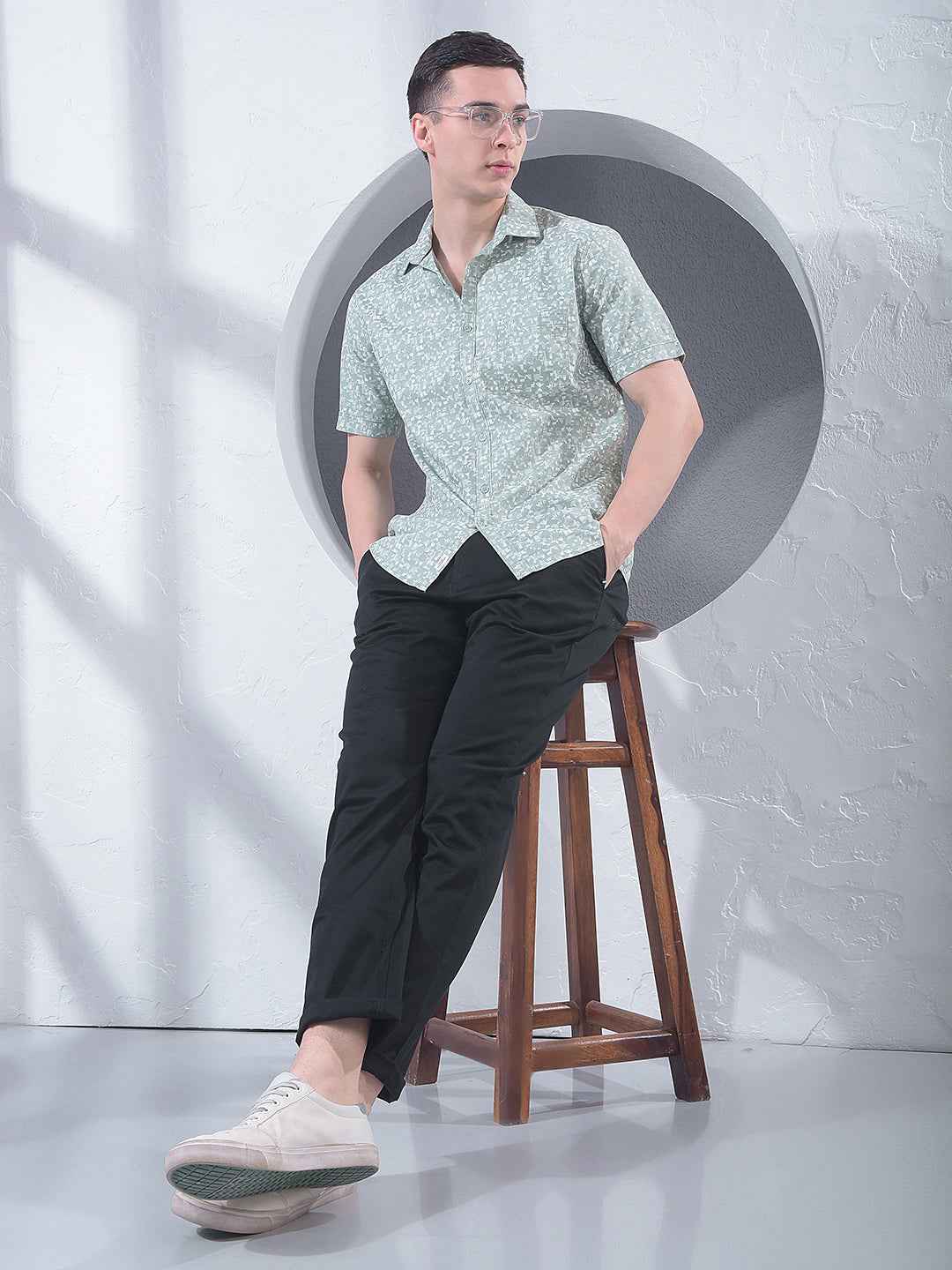 Green Printed 100% Cotton Shirt