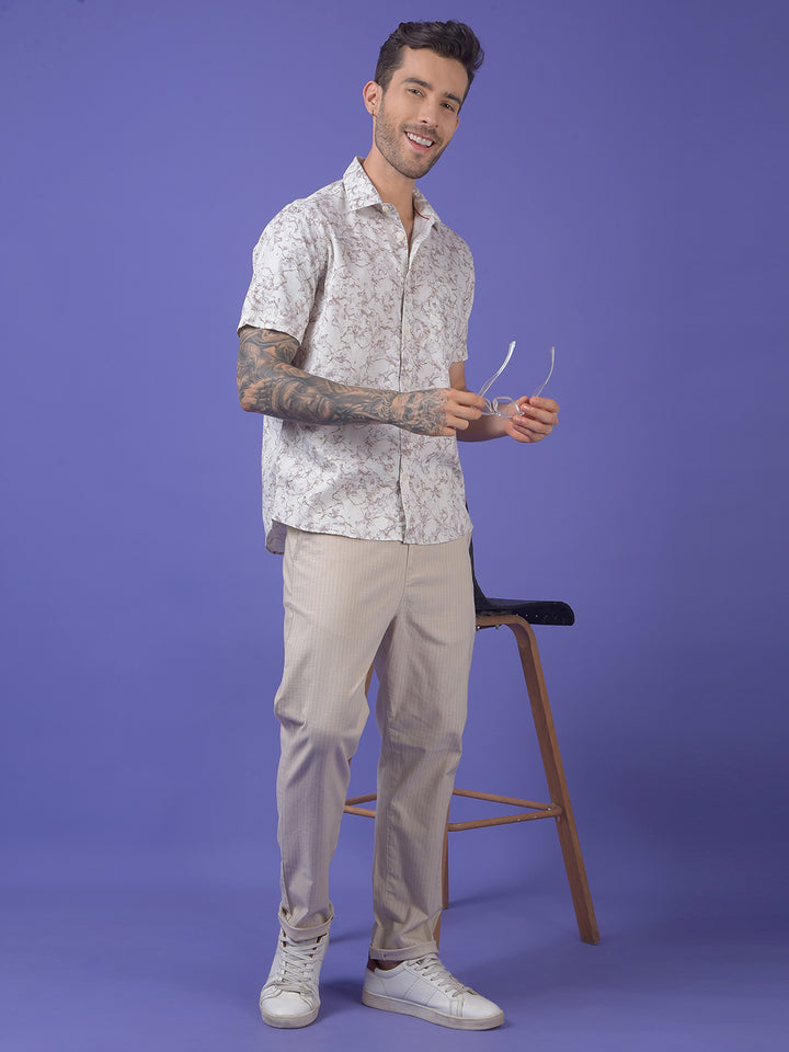 White Printed 100% Cotton Shirt