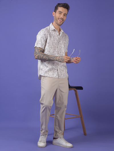 White Printed 100% Cotton Shirt