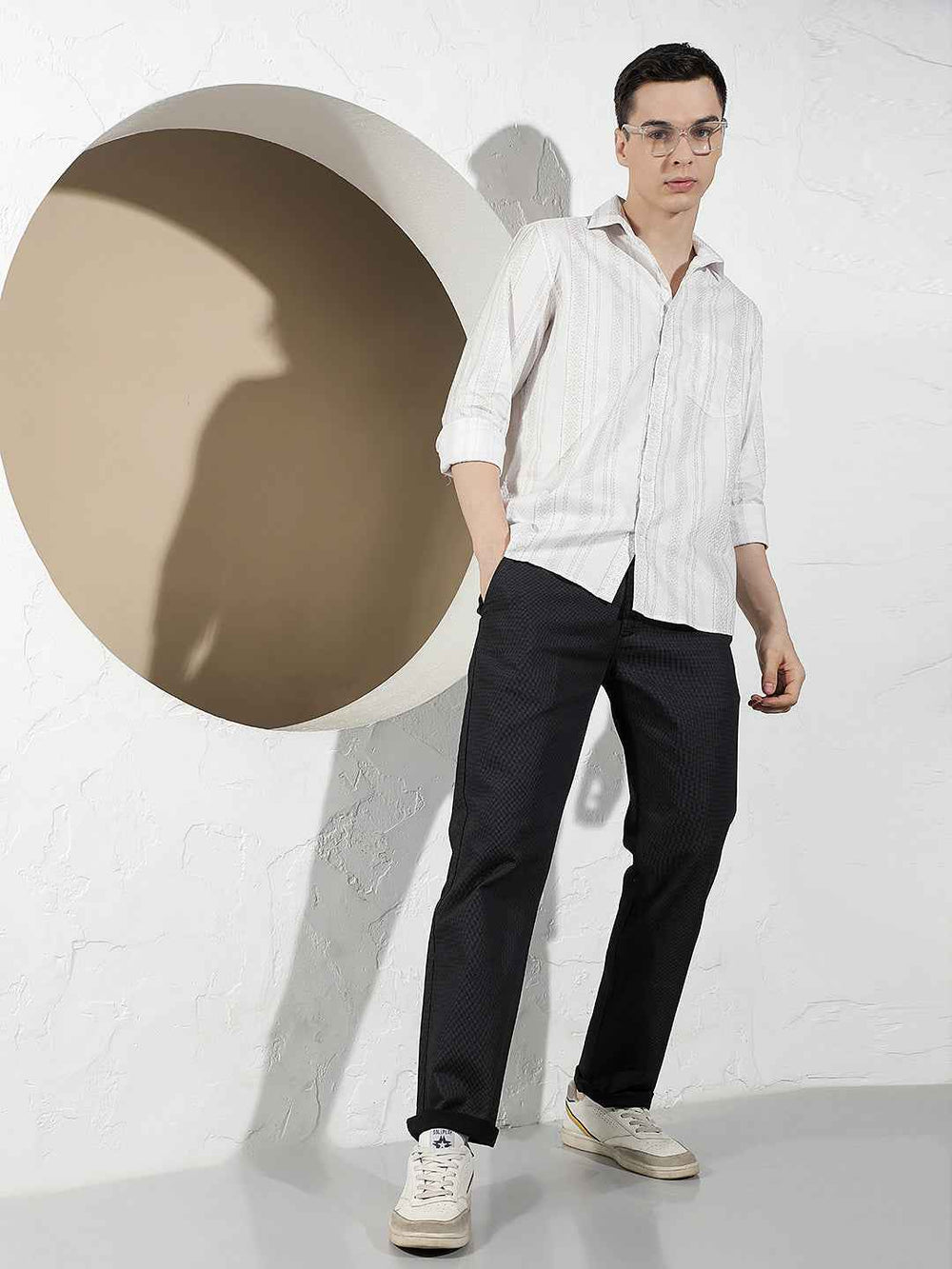 White Vertical Striped 100% Cotton Shirt