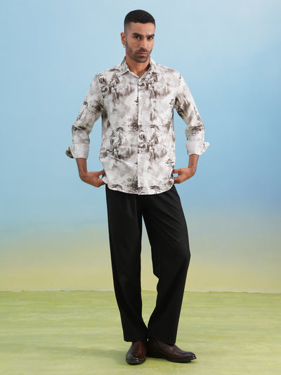 Brown Floral Print Shirt