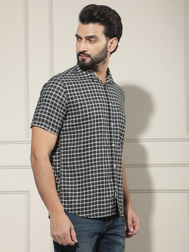 Contemporary Olive Green Checked Shirt