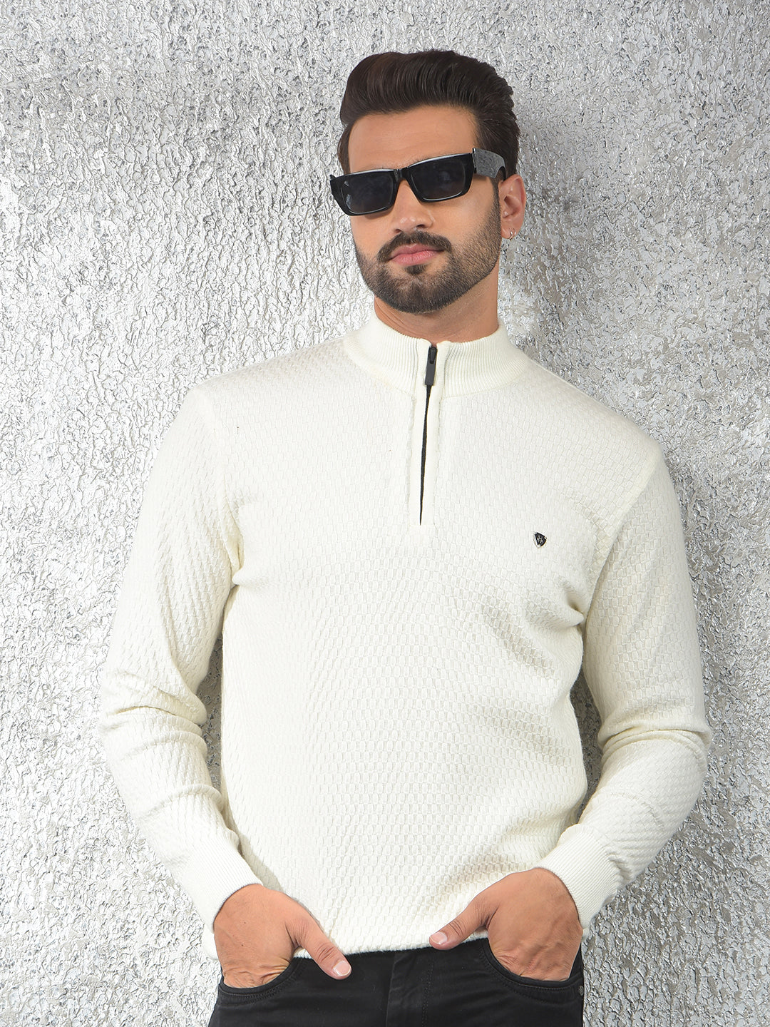 Off White Jacquard Sweater