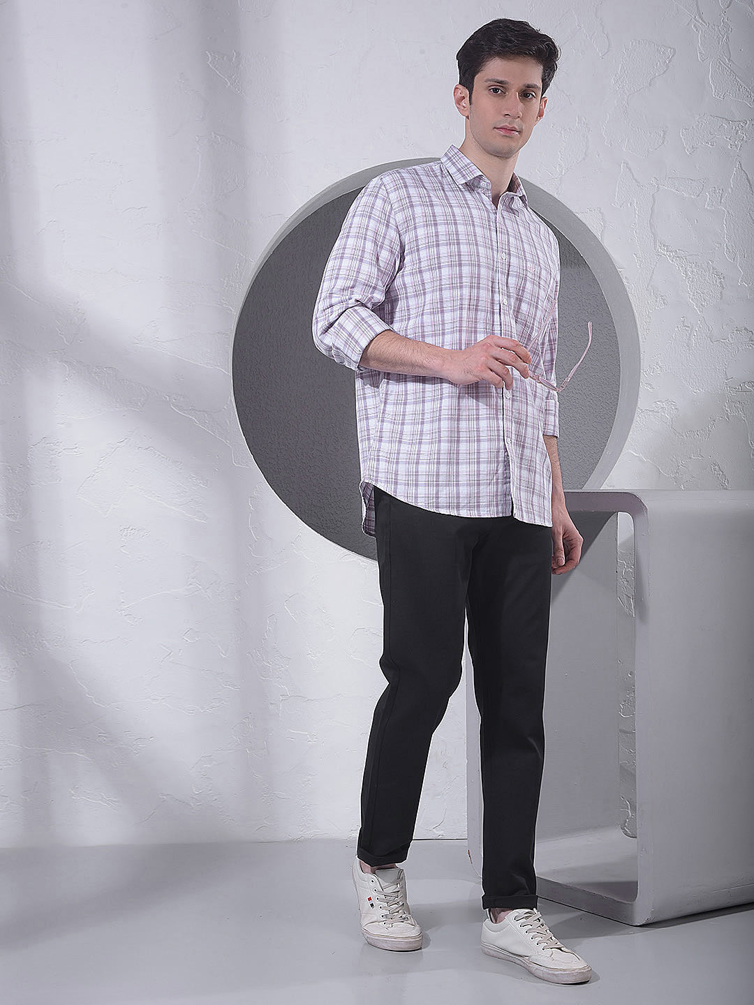 Purple Checked 100% Cotton Shirt