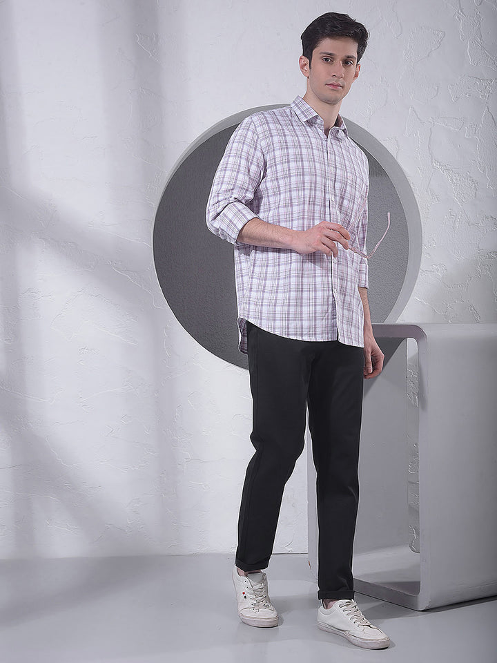Purple Checked 100% Cotton Shirt