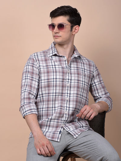 Purple Checked 100% Cotton Shirt