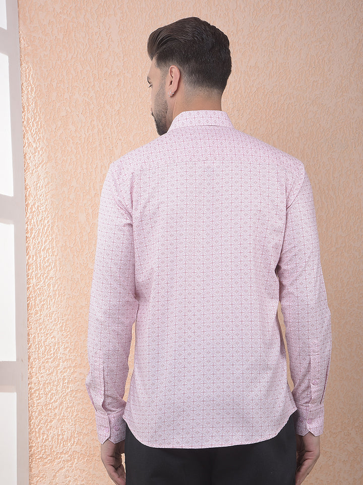 Pink Printed 100% Cotton Shirt