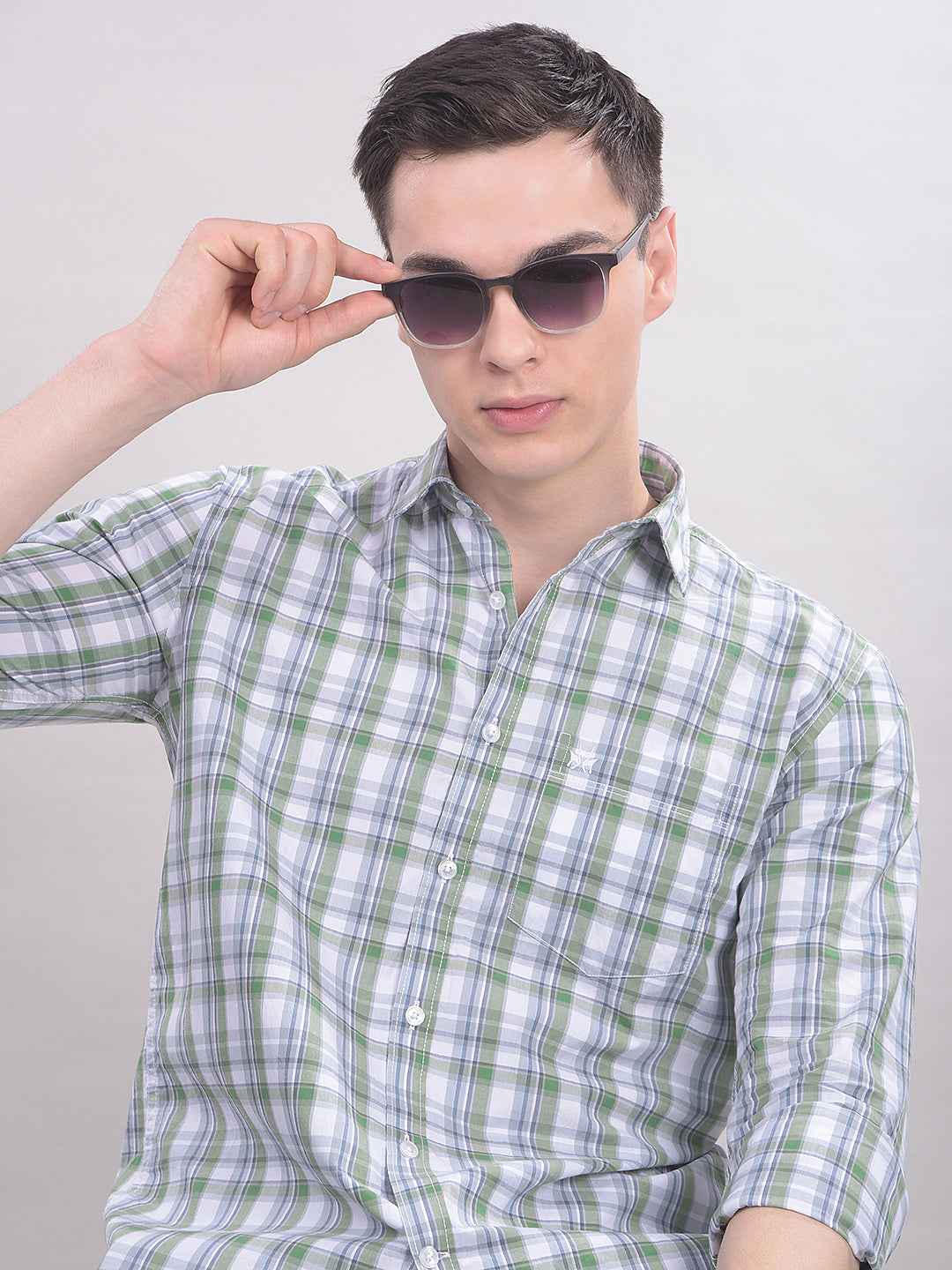 Green Checked 100% Cotton Shirt