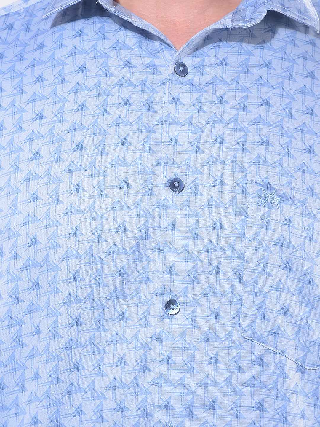 Blue Minimal Printed Shirt