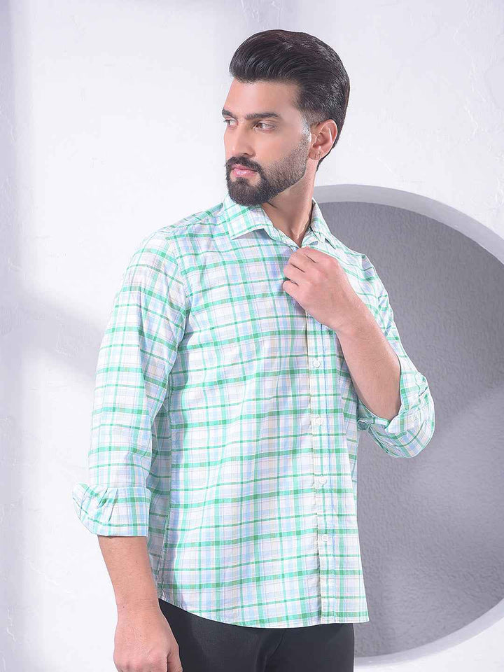Green Checked 100% Cotton Shirt