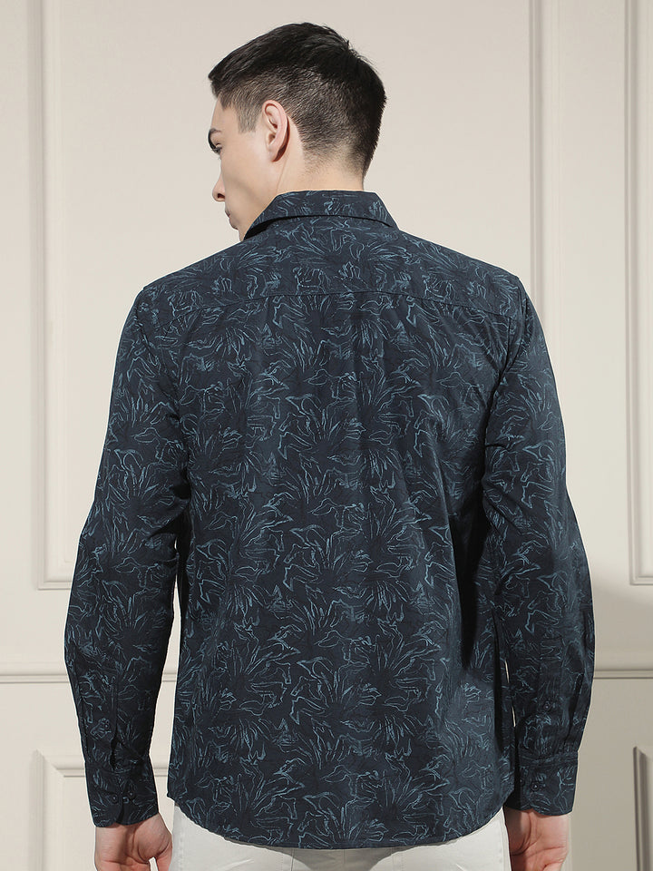Blue Abstract Print Shirt