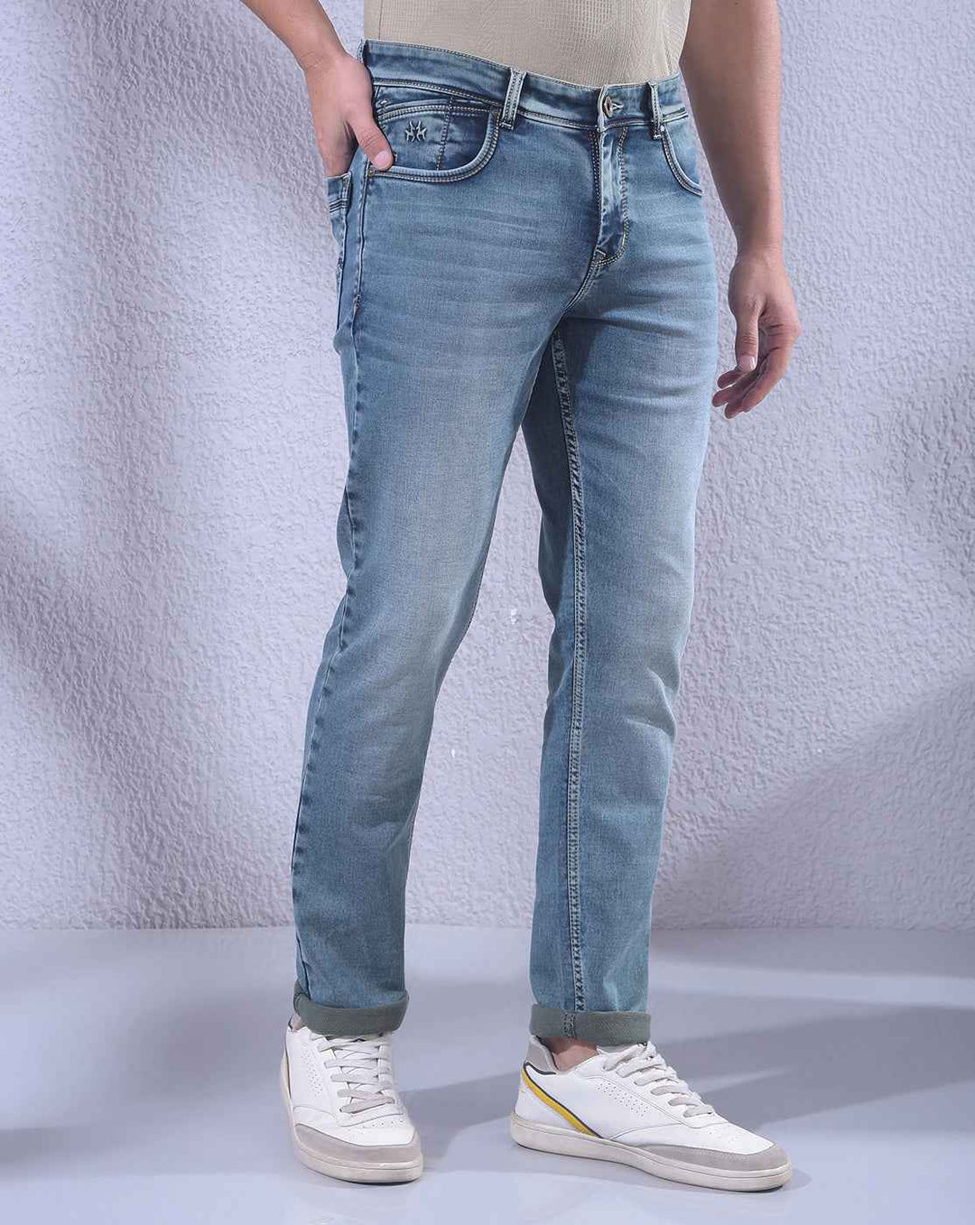 Fresh Light Blue Stretch Trendy Jeans