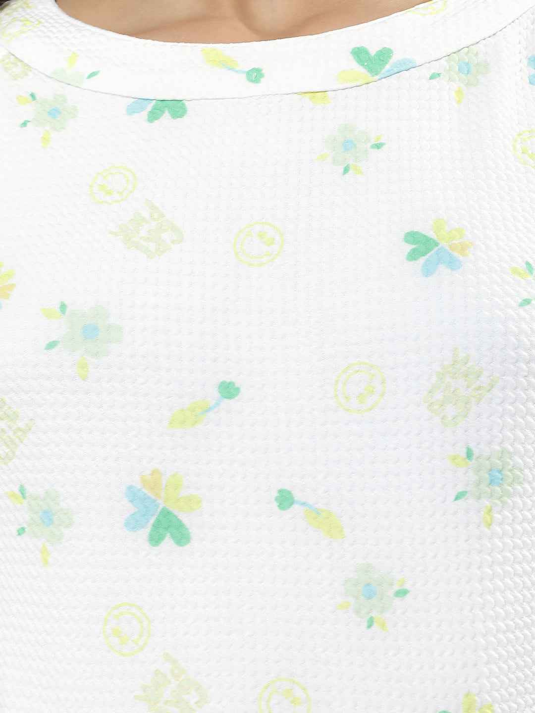 Cream Floral Print Sleeveless Top
