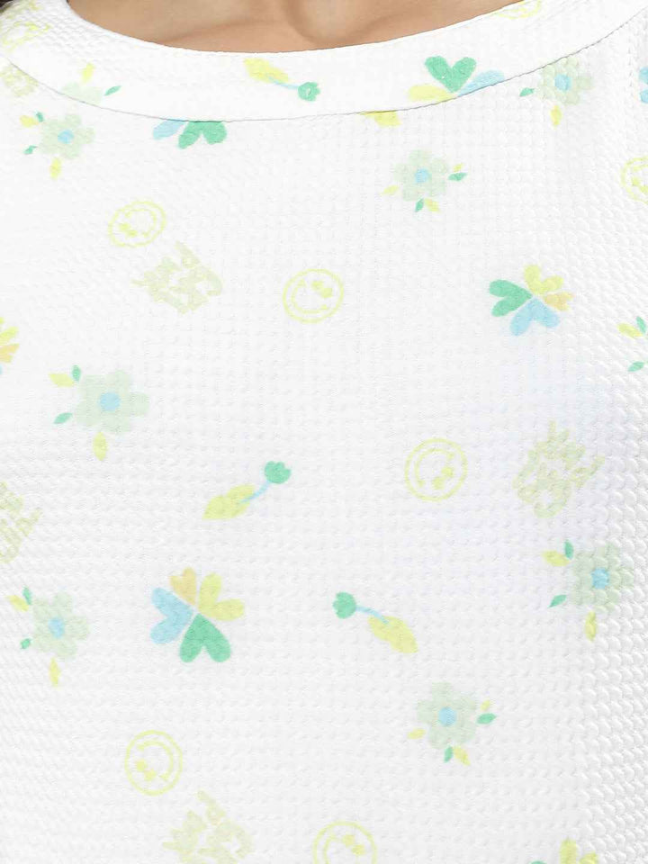 Cream Floral Print Sleeveless Top