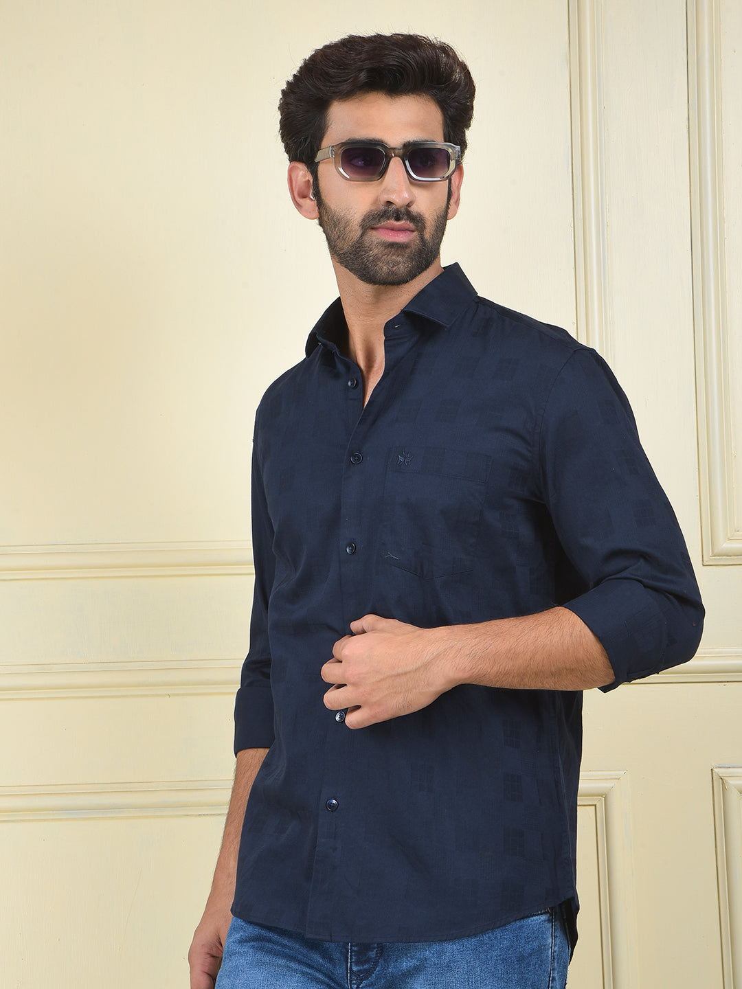 Navy Blue 100% Cotton Shirt