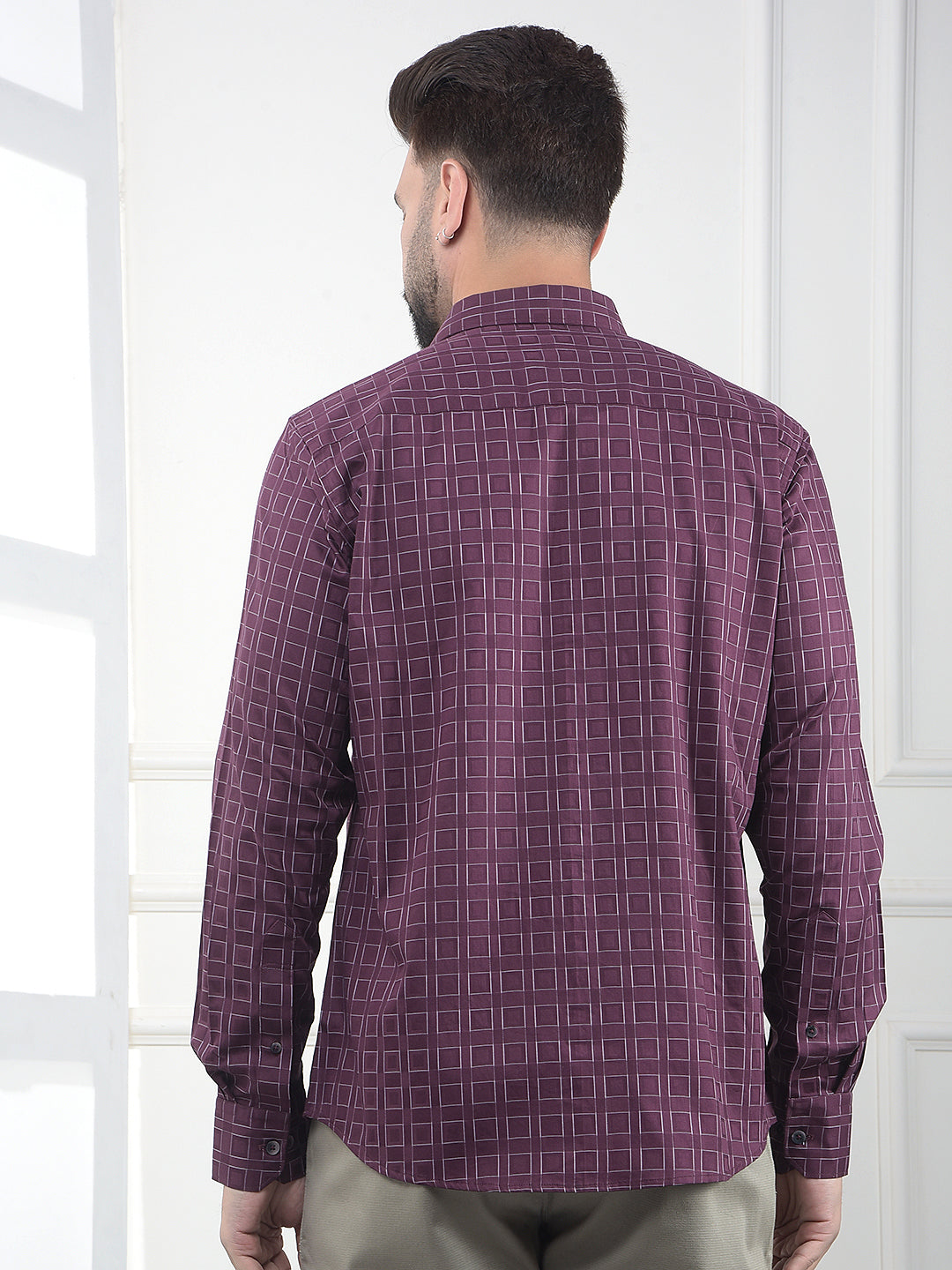 Maroon Printed 100% Cotton Shirt