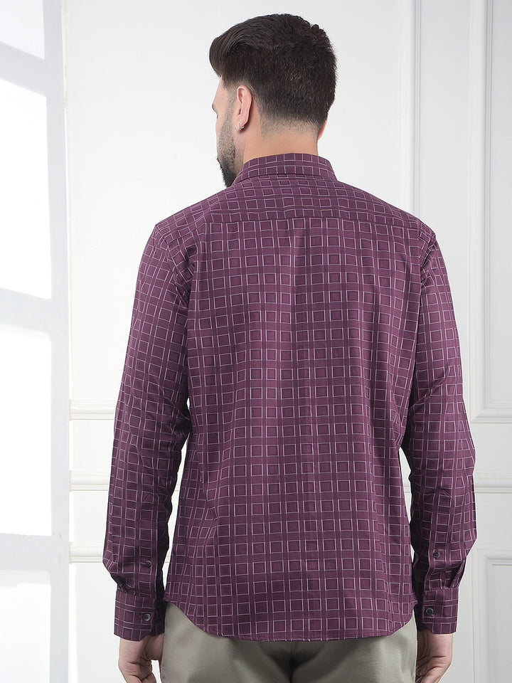 Maroon Printed 100% Cotton Shirt