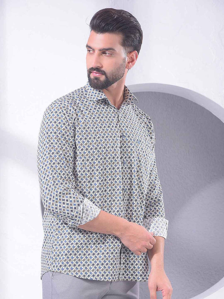 Blue Printed Modal Shirt