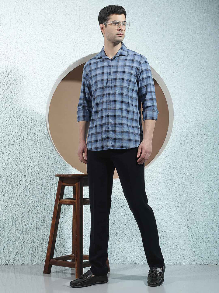 100% Cotton Blue Checked Shirt