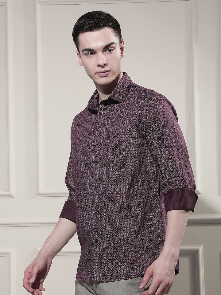 Trendy Wine Printed Shirt