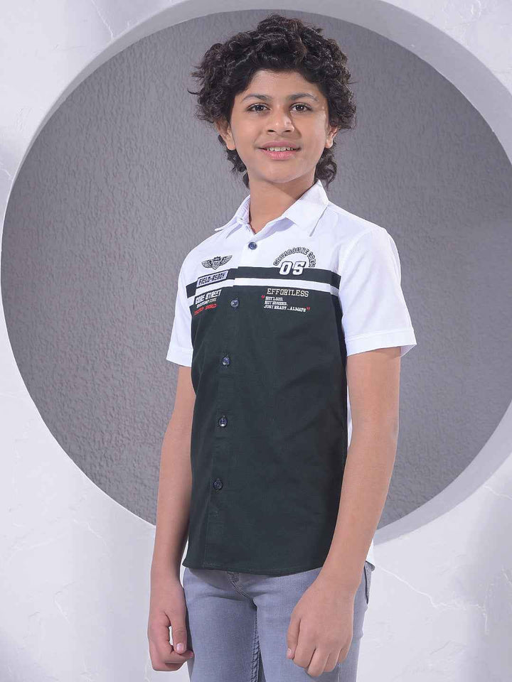 Green Typographic Print 100% Cotton Shirt