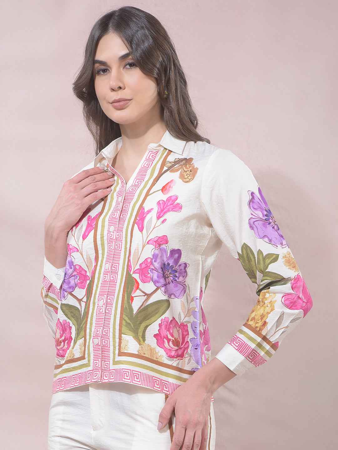 Multi-Color Floral Print Shirt