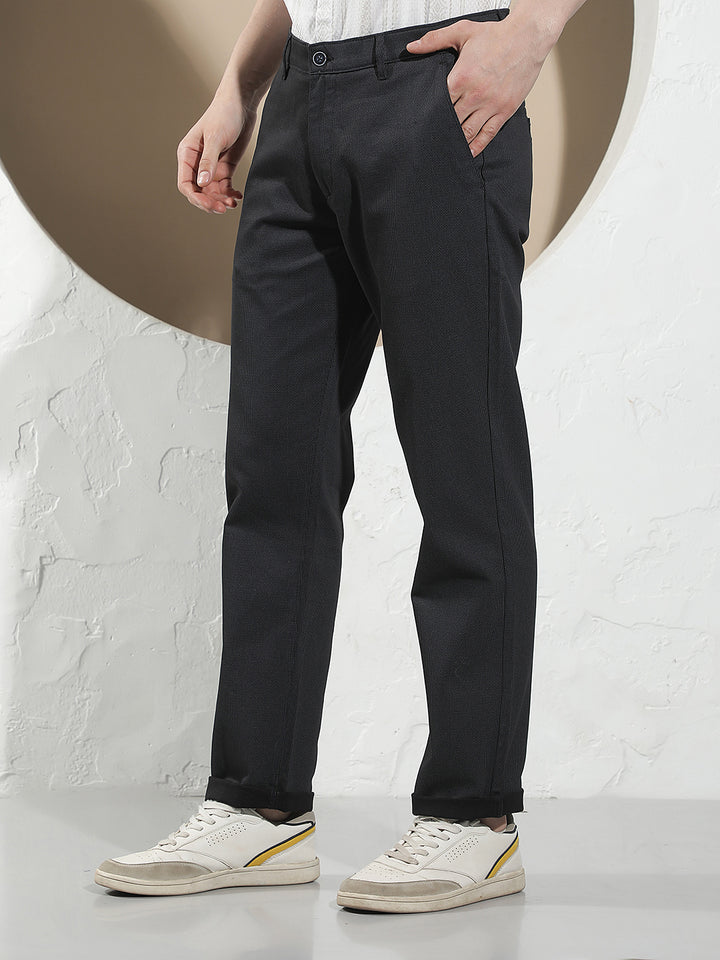 Black Printed Straight Trousers