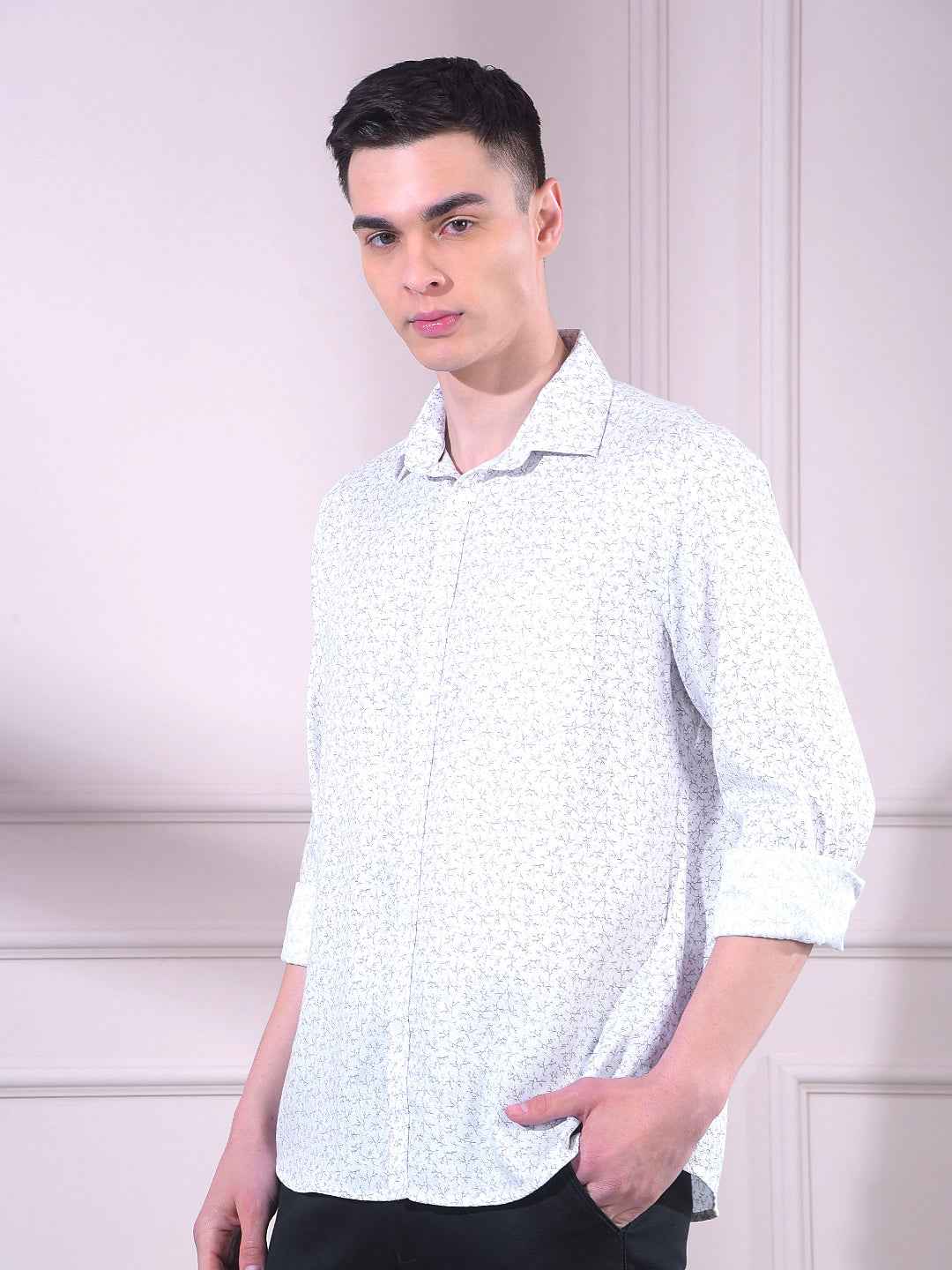 Grey Floral Print Shirt