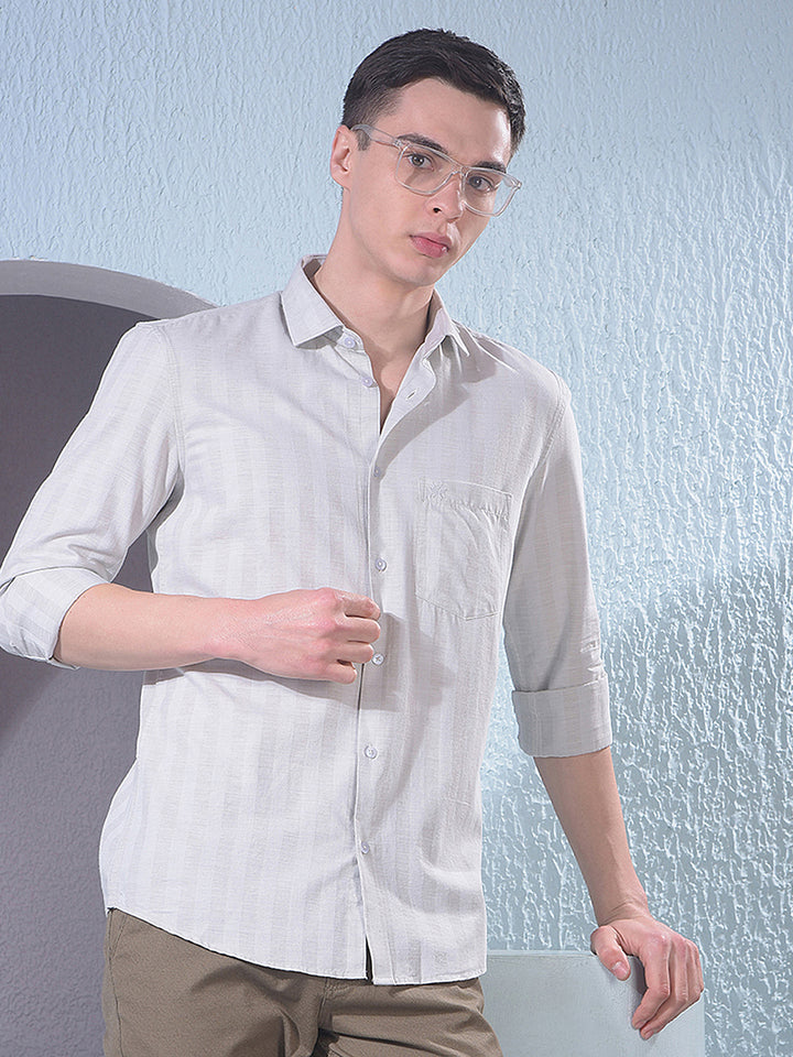 Grey Vertical Stripes Shirt