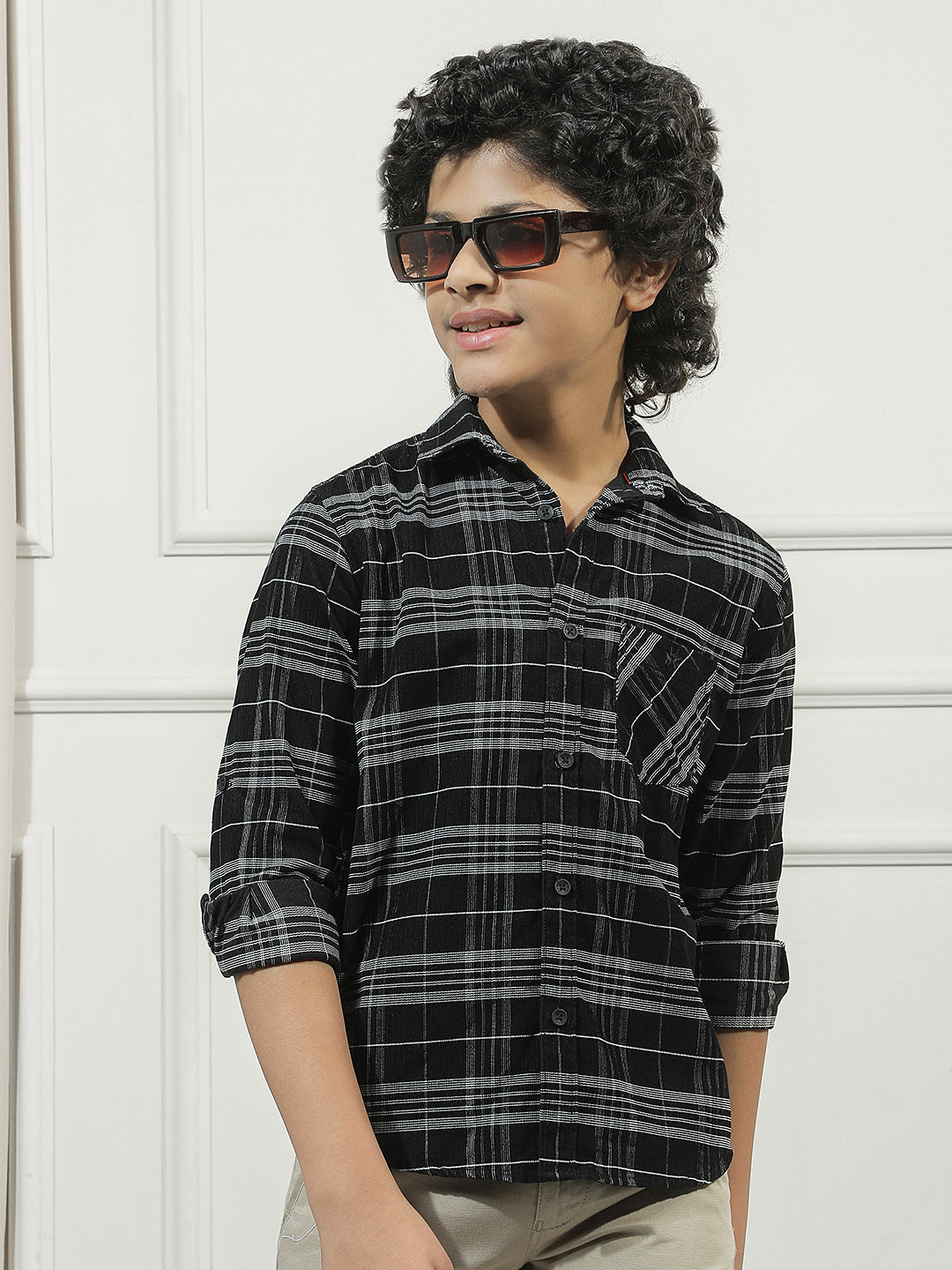 Black Checked Corduroy Shirt