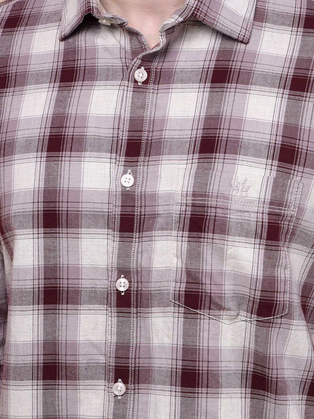 Maroon Checked 100% Cotton Shirt