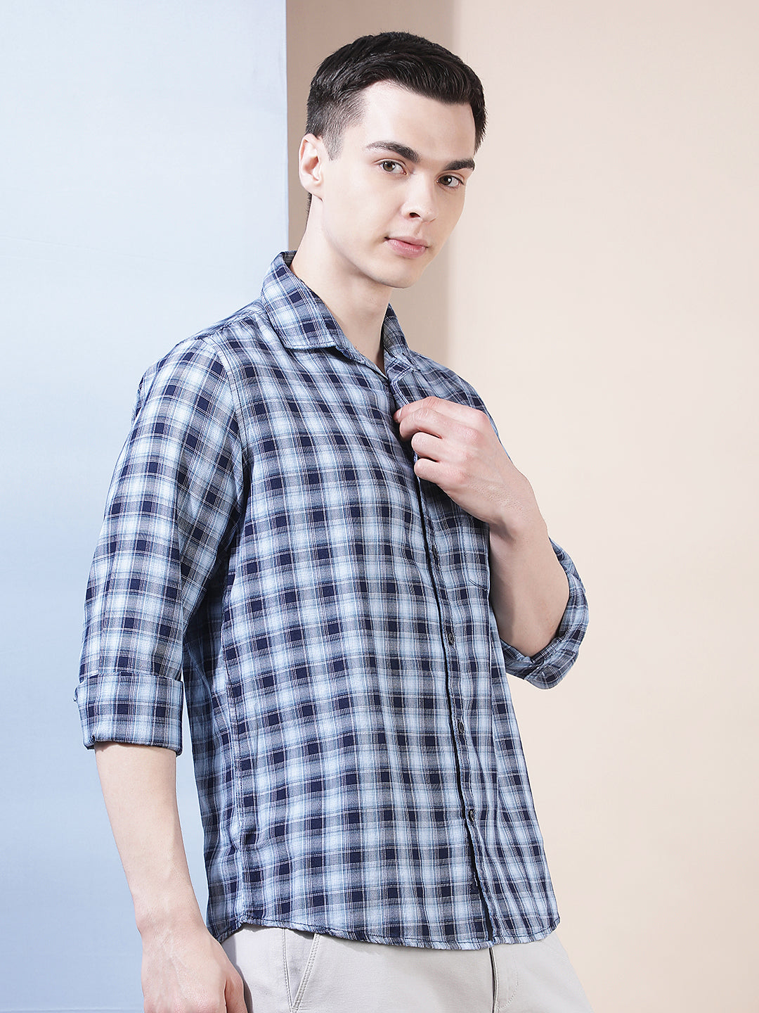 Blue Checked 100% Cotton Shirt