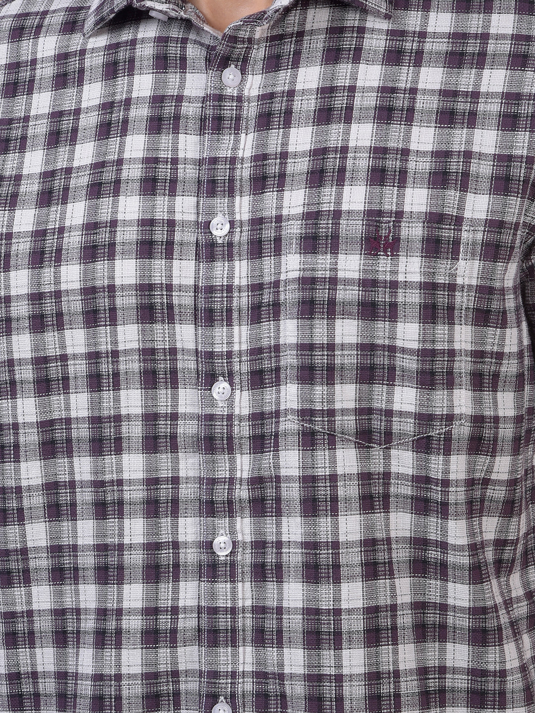 Purple Checked 100% Cotton Shirt