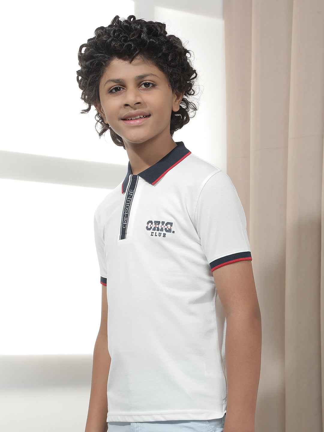 White Contrast Collar Polo T-Shirt