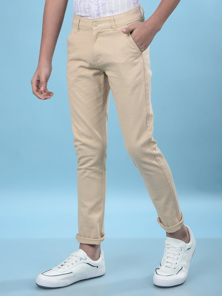 Beige Printed Trousers