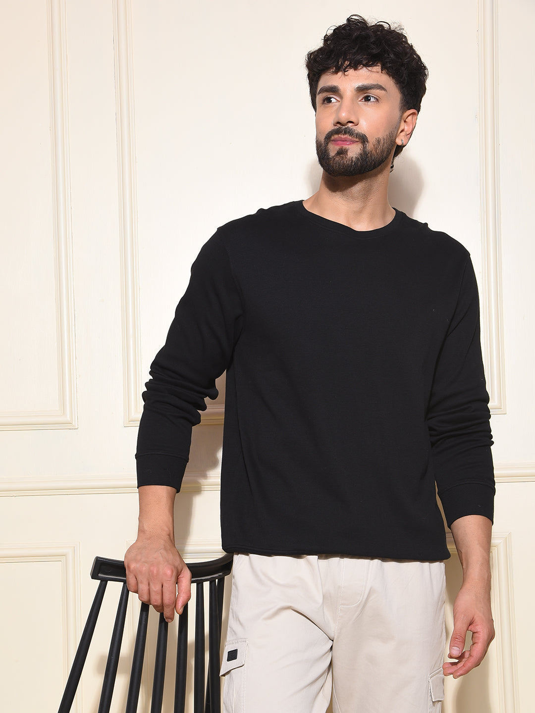 Edgy Black 100% Cotton Sweatshirt