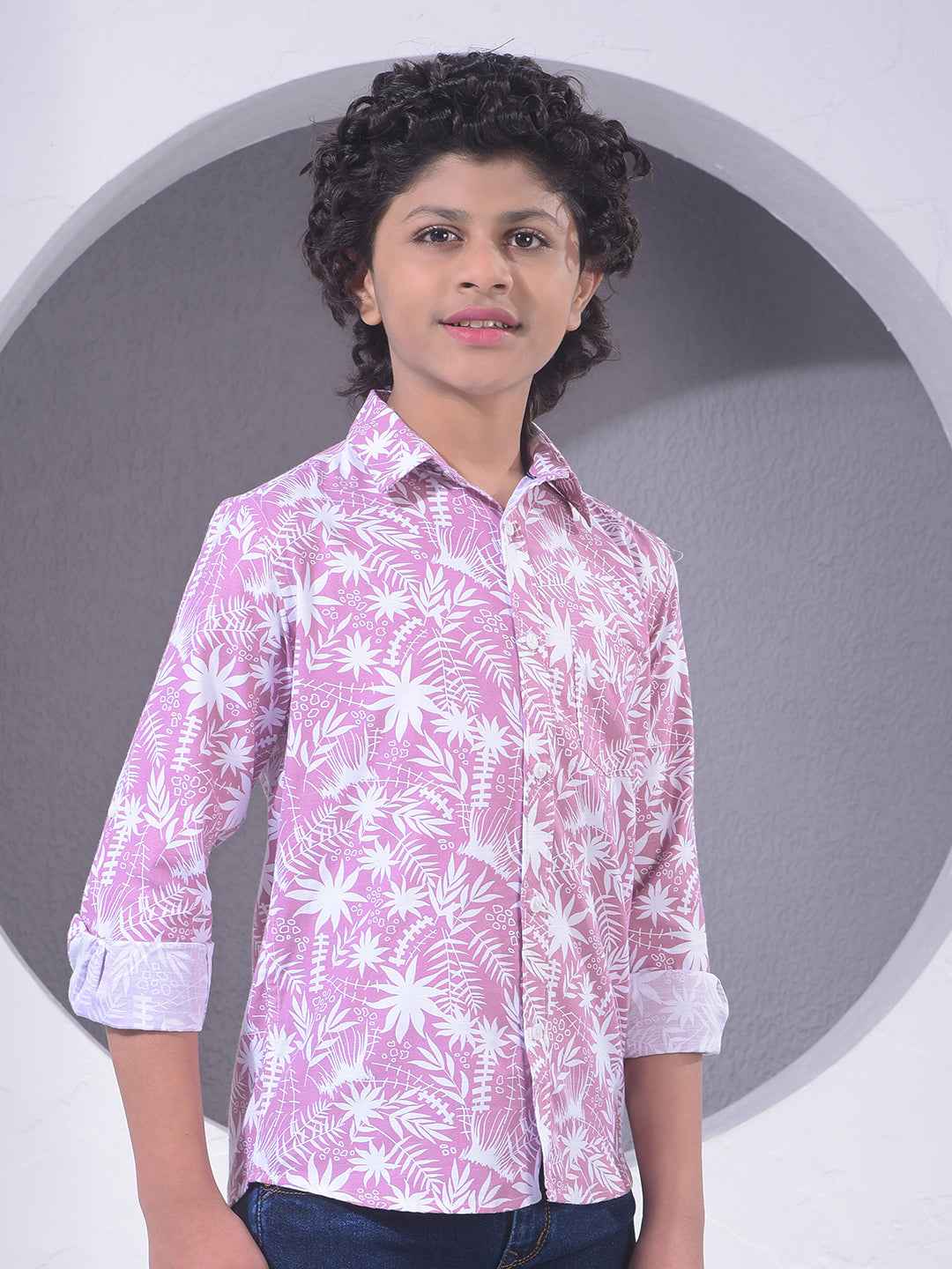 Purple Floral Print Shirt