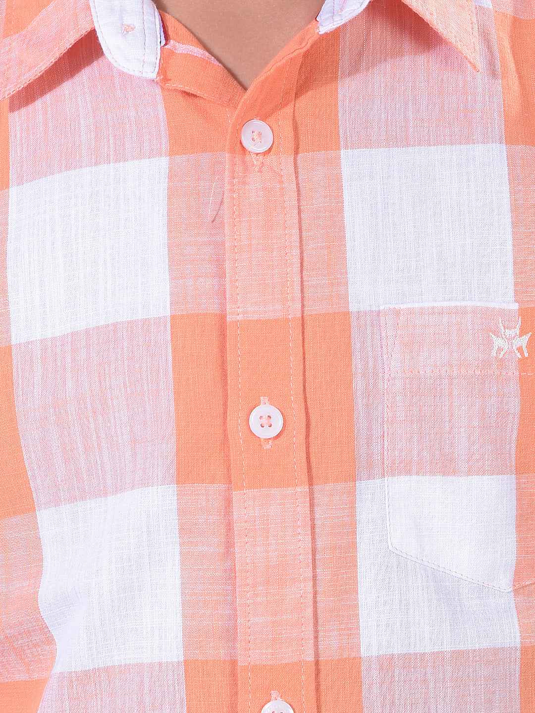 Orange Checked 100% Cotton Shirt