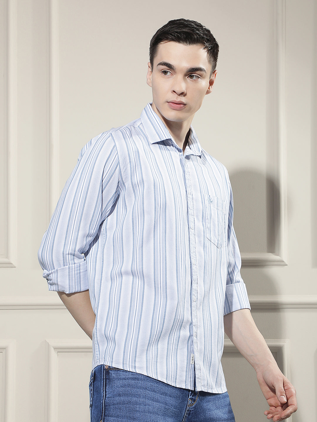 Blue Vertical Stripes 100% Cotton Shirt