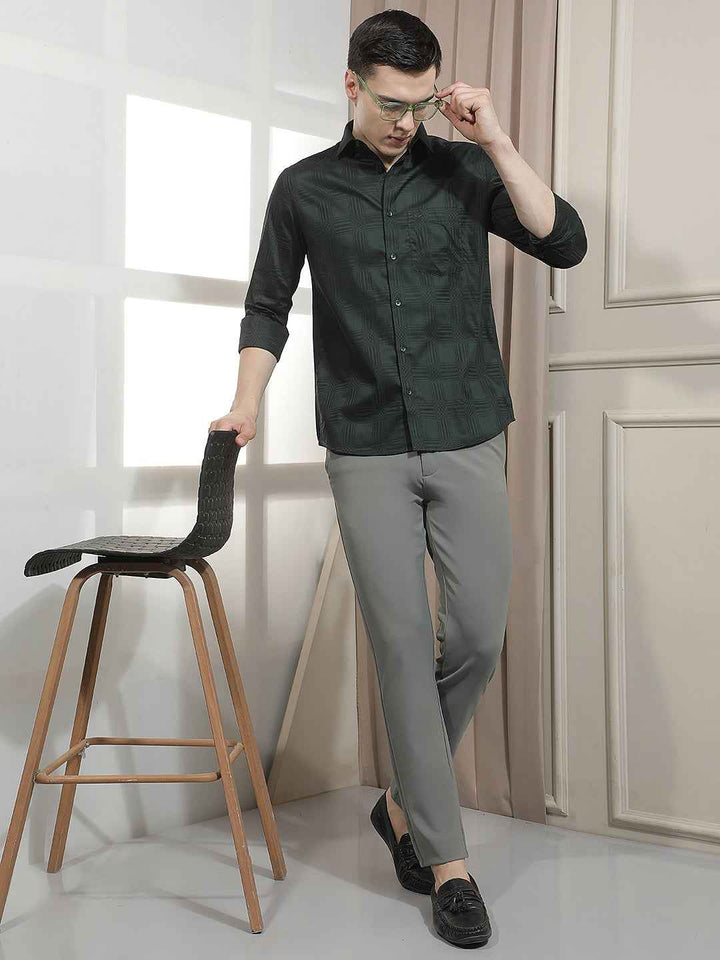 Green Jacquard 100% Cotton Shirt