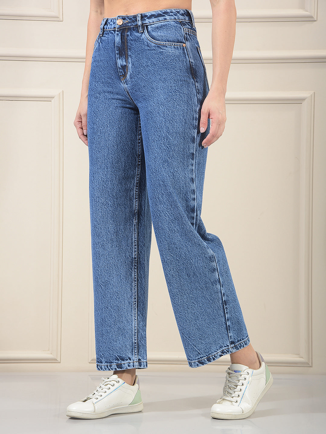 Blue 100% cotton Wide Leg Jeans