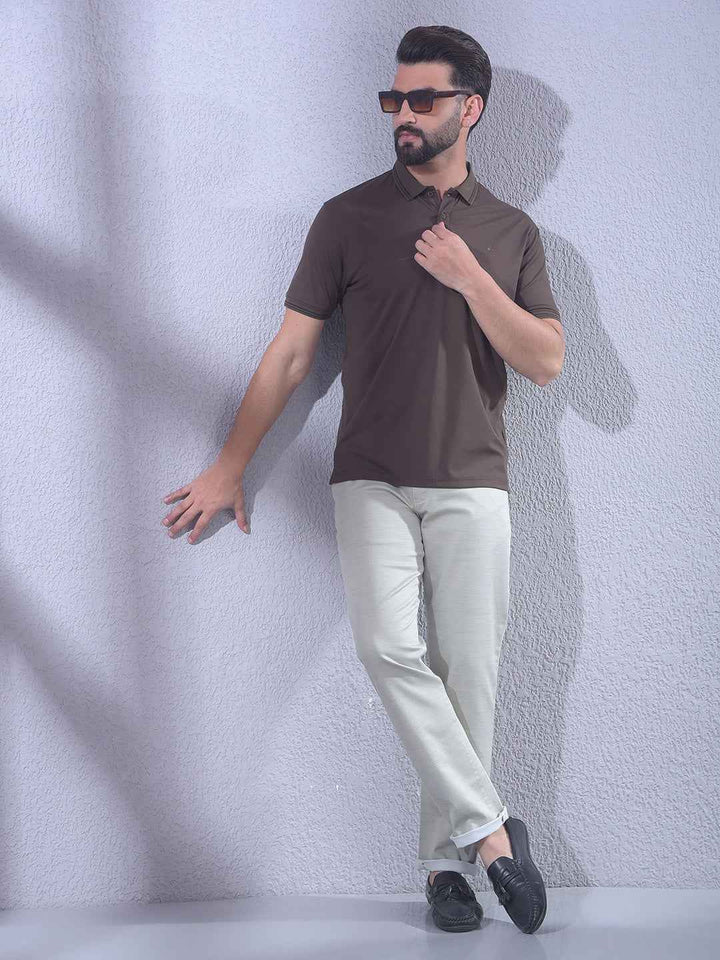 Brown Polo Neck T-Shirt