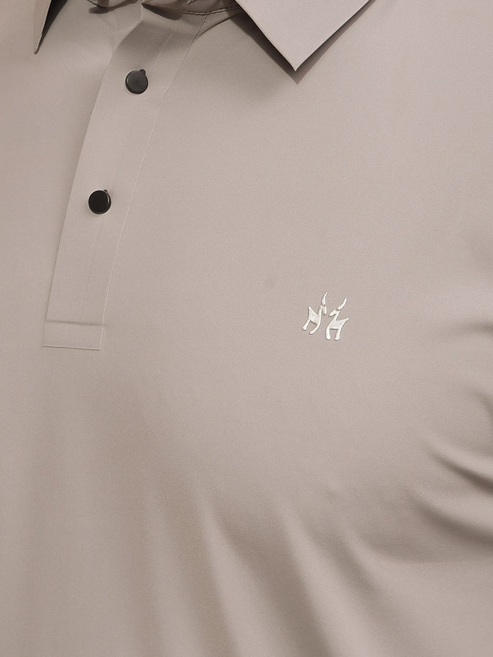 Grey Polo Neck T-Shirt-Men T-Shirts-Crimsoune Club