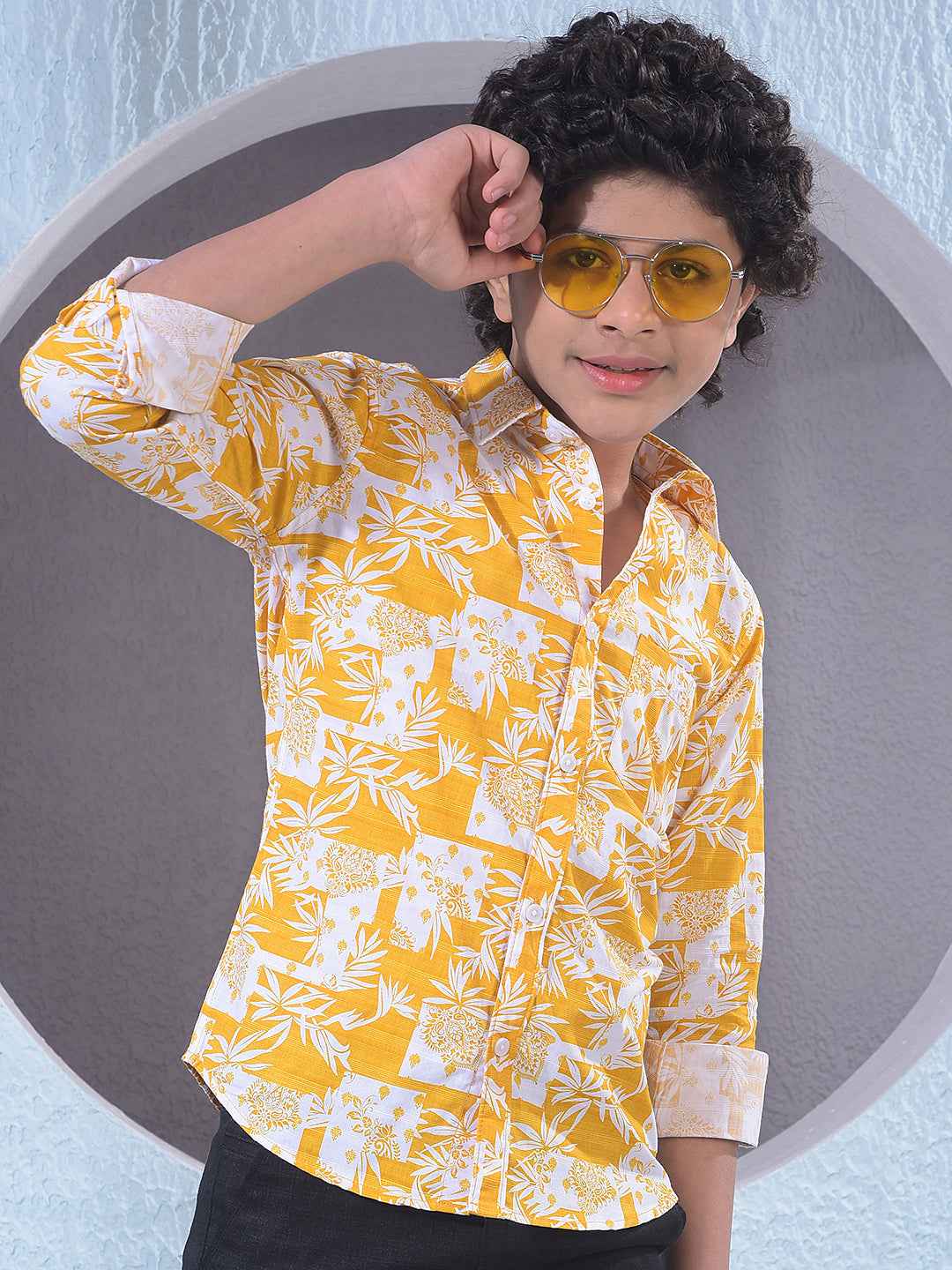 Mustard Floral Print Shirt