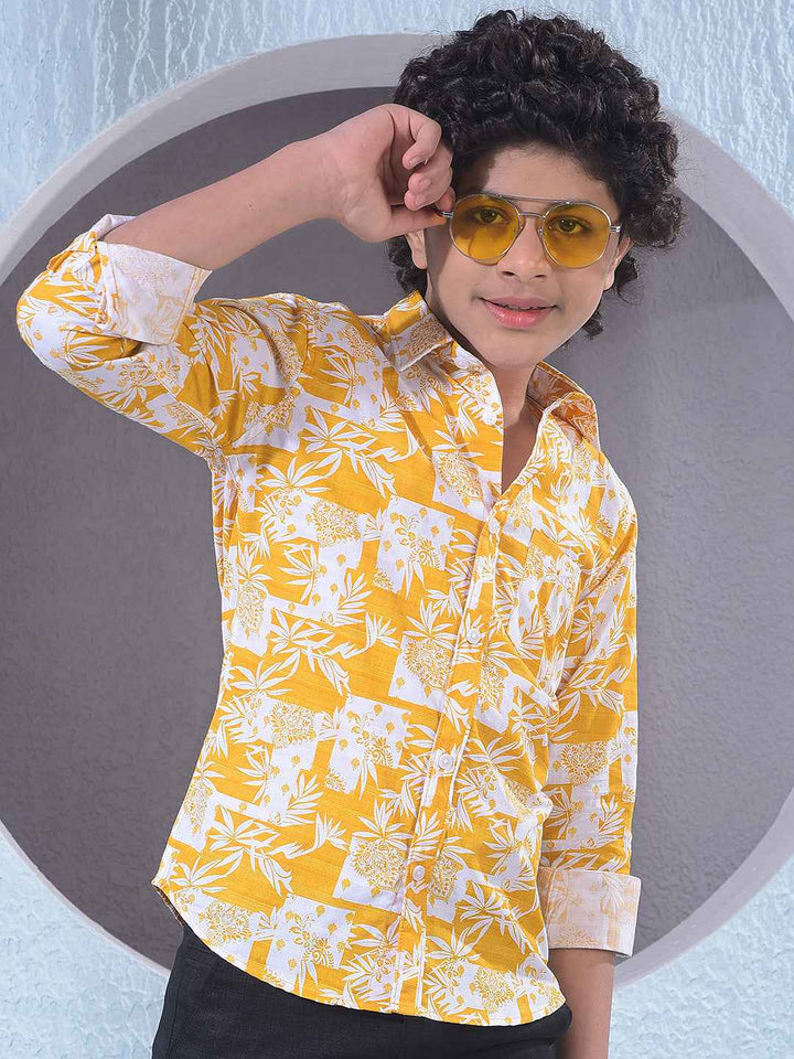 Mustard Floral Print Shirt