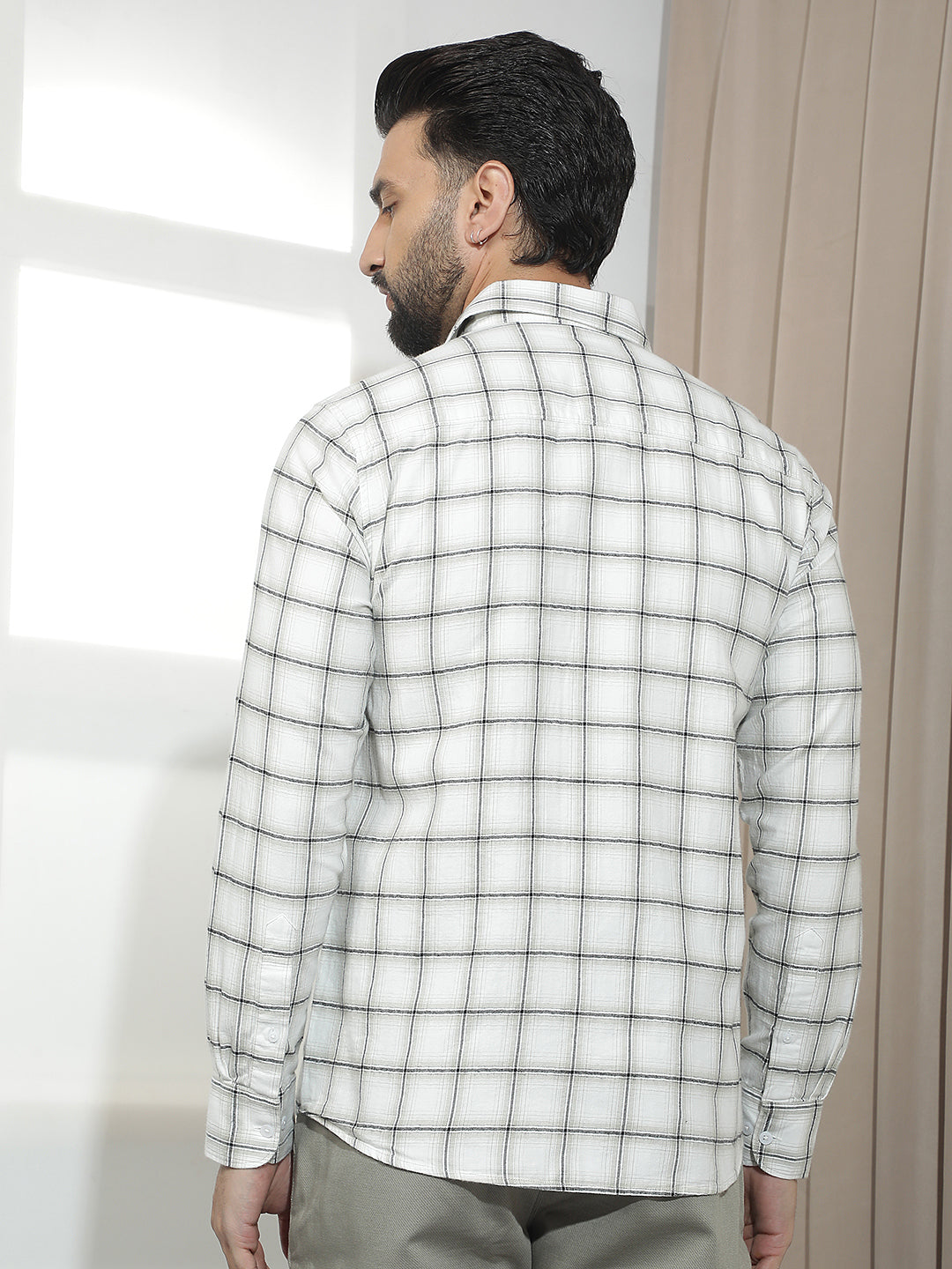 White 100% Cotton Checked Shirt