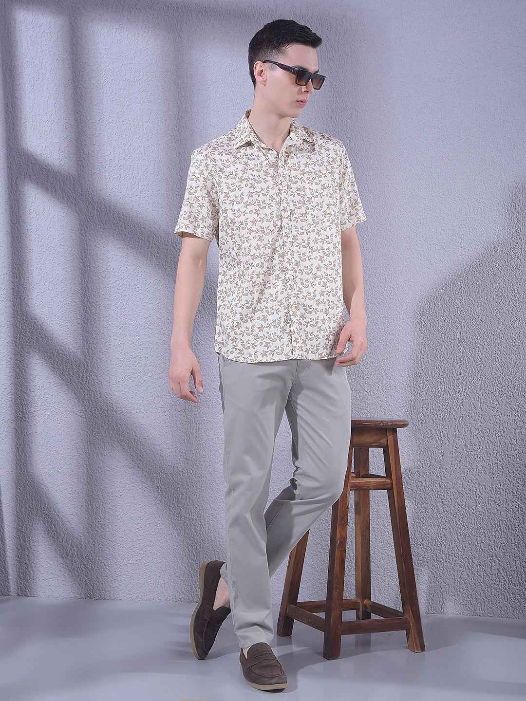 Brown Floral Print Shirt