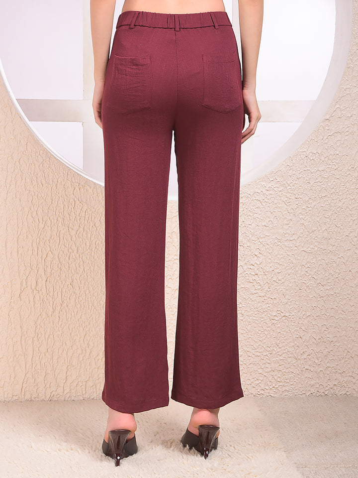Chic Maroon Casual Trousers