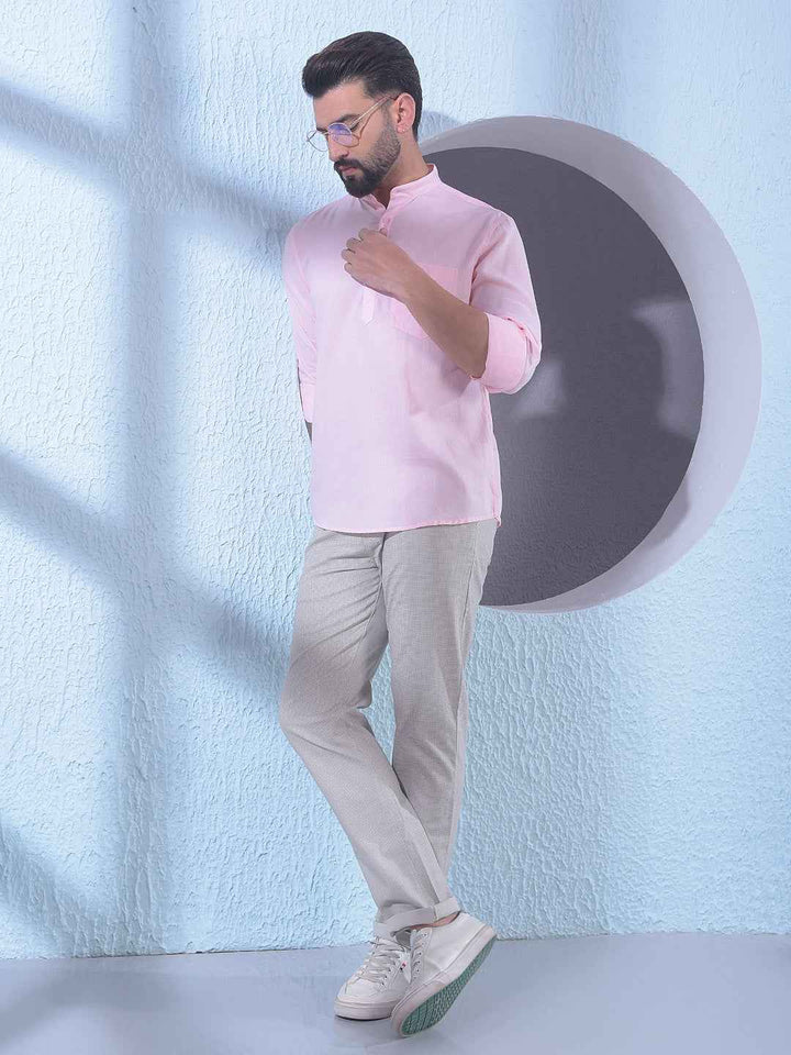 Gentle Blush Pink Linen Kurta